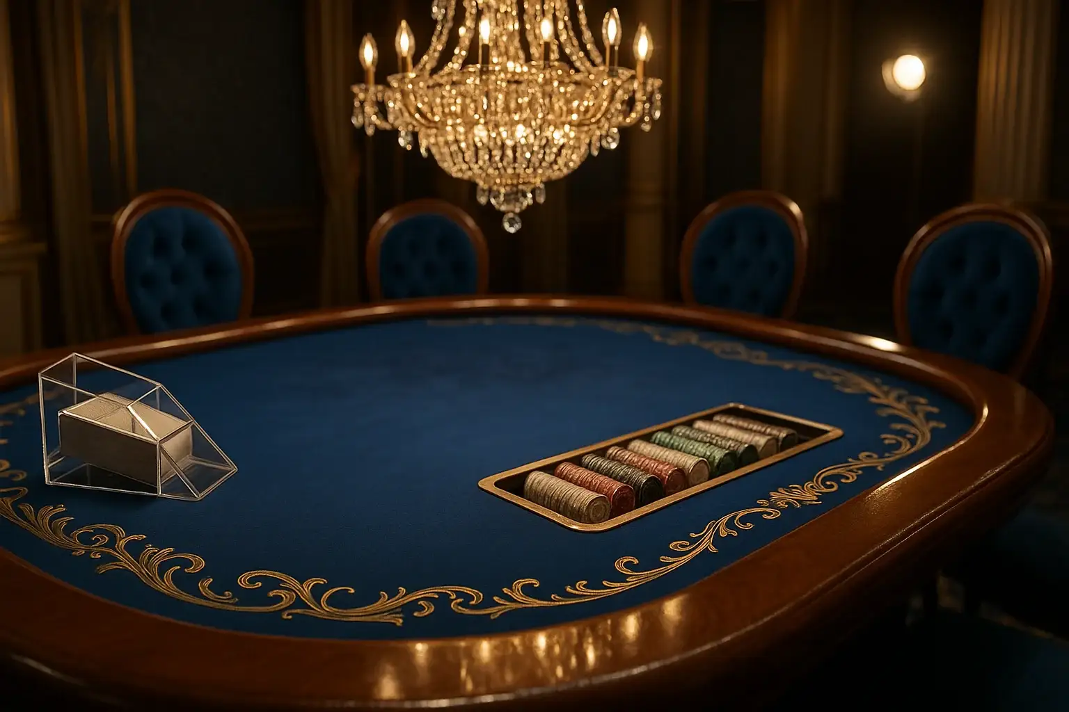 Hyperrealistic wide shot of premium live baccarat studio in the Philippines
